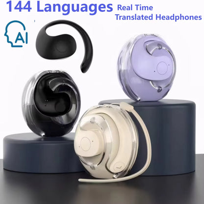 Intelligent Wireless Bluetooth Earbuds with Real-Time Translation in 144 Languages, Waterproof Design, and Smart Voice Technology